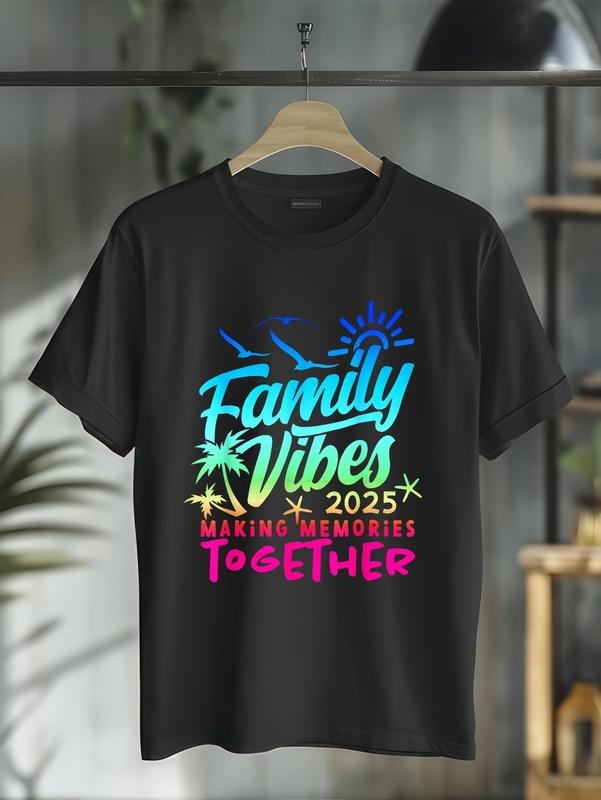 cotton Family 2025 Vibes Family Reunion Vacation Making Memories T-Shirt casual Fashion graphic tees for women Hoodie,...