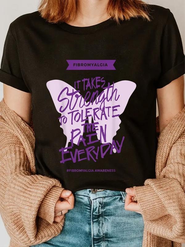 cotton Fibromyalgia It takes strength everyday - Fibro Awareness T-Shirt casual Fashion graphic tees Hoodie, Sweatshirt