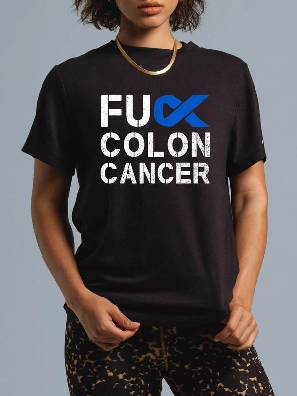cotton Fight Colon Cancer Awareness Ribbon Fighter Survivor T-Shirt casual Fashion graphic tees Hoodie, Sweatshirt