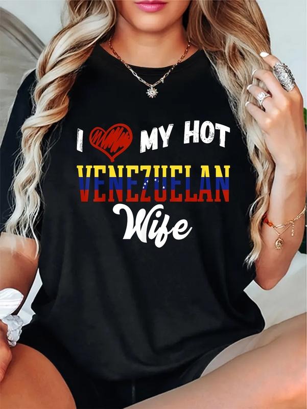 cotton Fun I Love My Hot Venezuelan Wife T-Shirt Venezuela T-Shirt casual Fashion graphic tees for women Hoodie, Sweatshirt