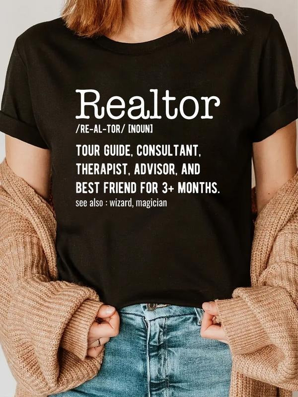 cotton Funny Real Estate Agent Tees Realtor Definition - Realtor T-Shirt casual Fashion graphic tees for women Hoodie,...