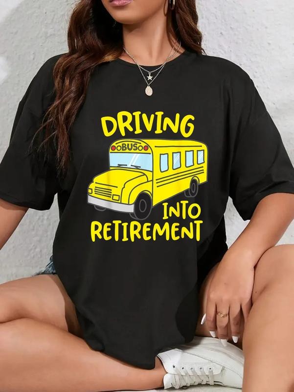 cotton Funny School Bus Driver Retirement Gift Shirt T-Shirt casual Fashion graphic tees women Hoodie, Sweatshirt