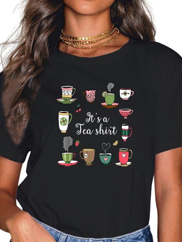 cotton Funny Tea Design Tea Lovers Gift, It's A Tea Shirt T-Shirt casual Fashion graphic tees for women Hoodie, Sweatshirt
