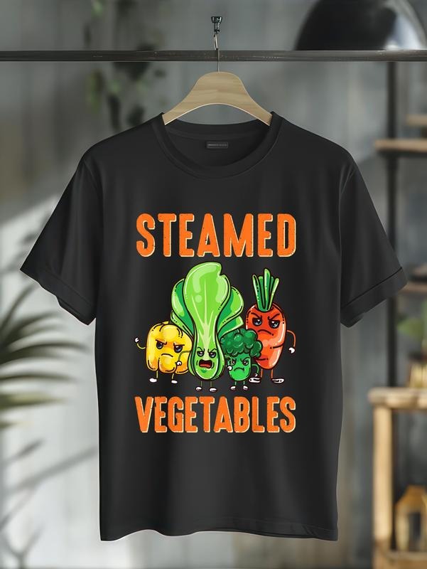 cotton Funny Vegan Vegetarian Steamed Vegetables T-Shirt casual Fashion graphic tees women Hoodie, Sweatshirt