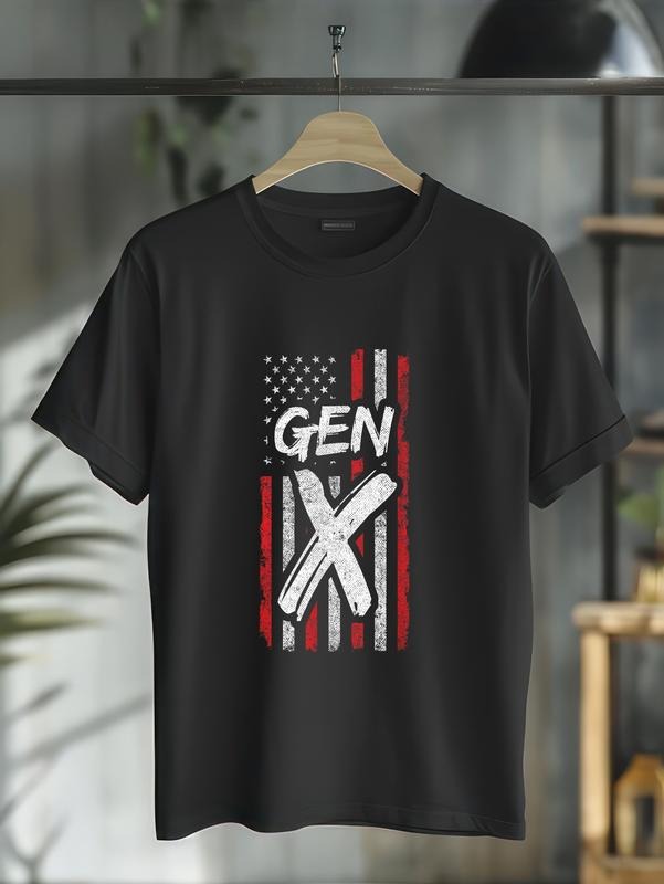cotton Gen X - Gen Xer - Generation X American Flag - Gen X T-Shirt casual Fashion graphic tees for women Hoodie, Sweatshirt