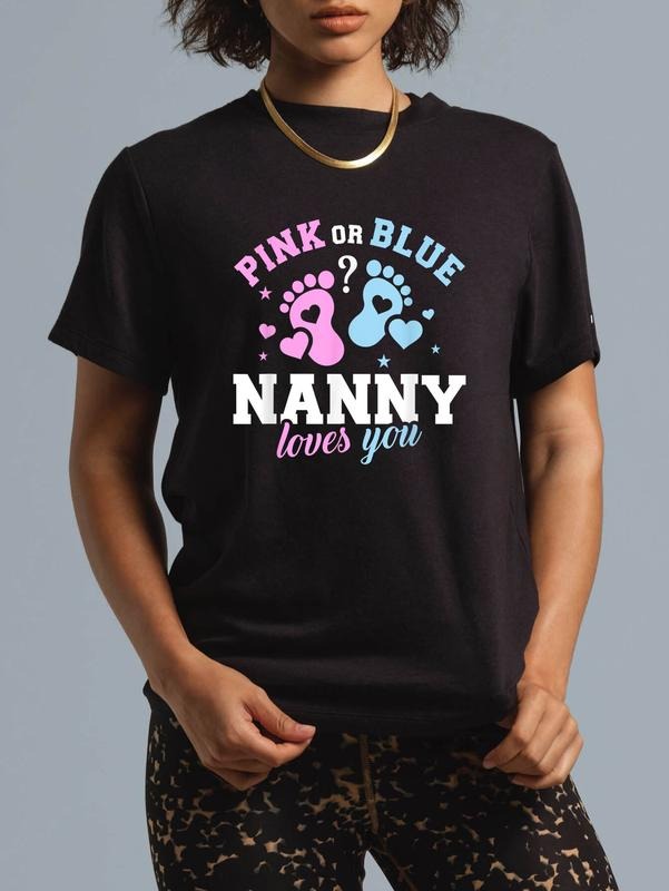 cotton Gender reveal nanny T-Shirt casual Fashion graphic tees women Hoodie, Sweatshirt | HypeCrazeTee.com