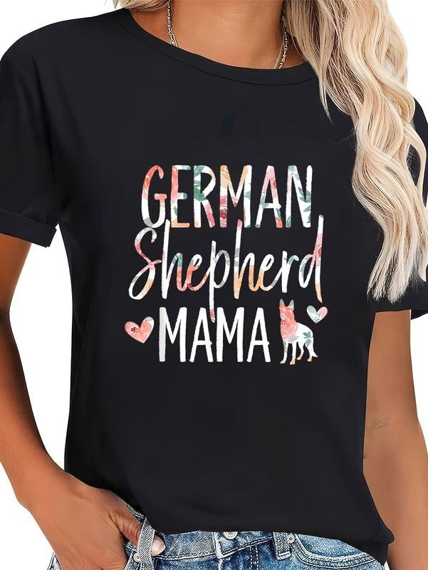 cotton German Shepherd Mama Dog Lover for Mom Owner T-Shirt casual Fashion graphic tees women Hoodie, Sweatshirt