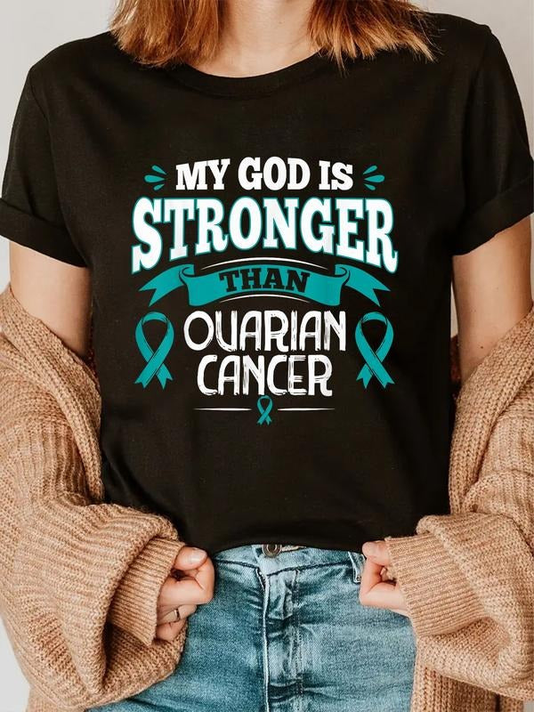 cotton Gift for Ovarian Cancer Patients Teal Ribbon T-Shirt casual Fashion graphic tees Hoodie, Sweatshirt | HypeCrazeTee.com