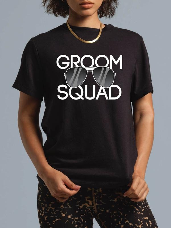 cotton Groom Squad Sunglass Wedding Bachelor Party T-Shirt casual Fashion graphic tees women Hoodie, Sweatshirt