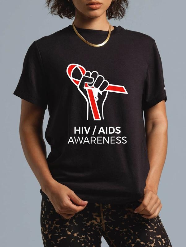 cotton HIV Awareness Month Shirt Red Ribbon National AIDS Awareness T-Shirt casual Fashion graphic tees women Hoodie,...