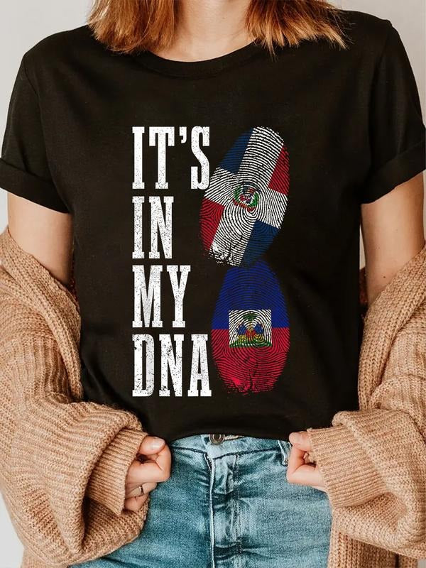 cotton Haiti Dominican Republic It's In My DNA Pride Cuban Roots T-Shirt casual Fashion graphic tees women Hoodie, Sweatshirt
