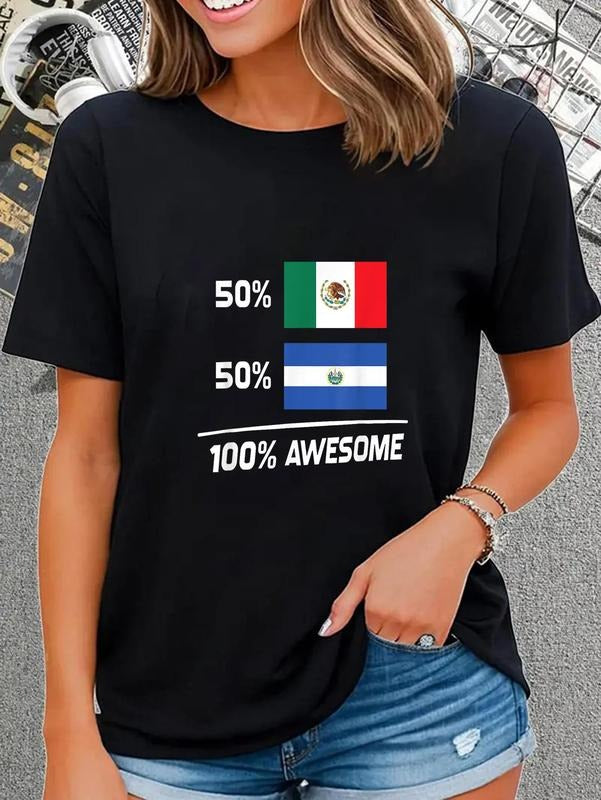 cotton Half Mexican Half Salvadorian Pride Mexico El Salvador Flag T-Shirt casual Fashion graphic tees women Hoodie,...