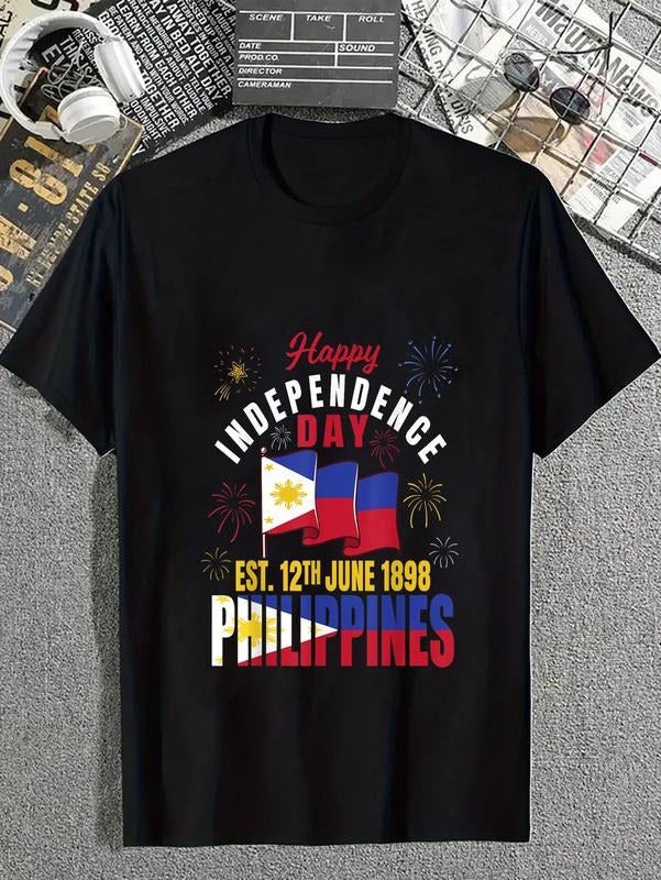 cotton Happy Independence Day Philippines Pinoy Filipino Flag T-Shirt casual Fashion graphic tees for women Hoodie,...