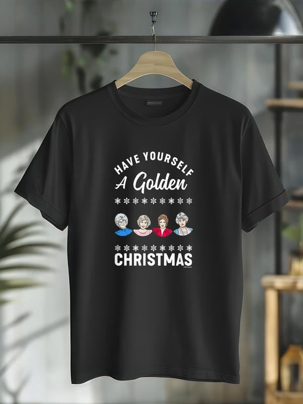 cotton Have Yourself a Golden Christmas T-Shirt casual Fashion graphic tees for women Hoodie, Sweatshirt | HypeCrazeTee.com