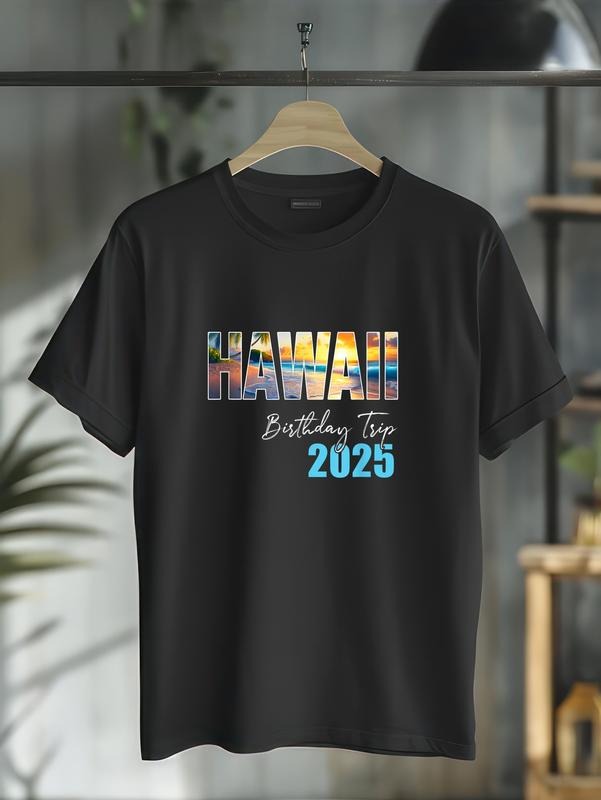 cotton Hawaii Birthday Trip 2025 Vacation Party Crew Cruise T-Shirt casual Fashion graphic tees women Hoodie, Sweatshirt