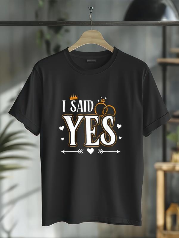 cotton I Asked I Said Yes Engagement Reveal Announcement Matching T-Shirt casual Fashion graphic tees for women Hoodie,...