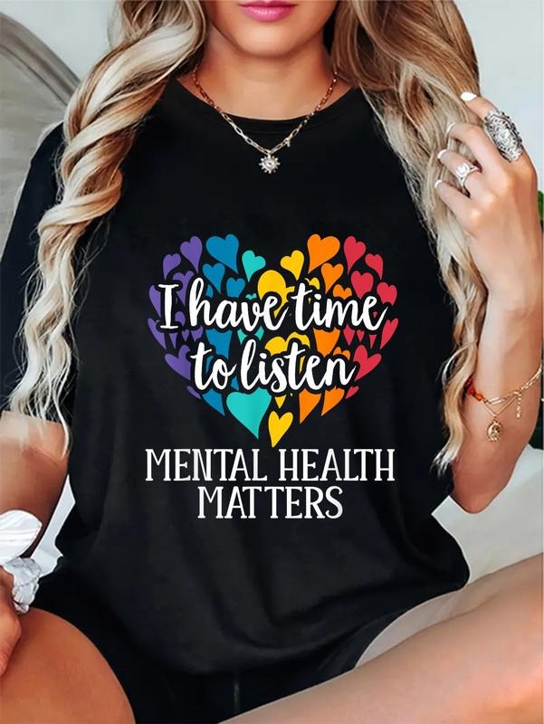 cotton I Have Time To Listen Mental Health Awareness Matters T-Shirt casual Fashion graphic tees women Hoodie, Sweatshirt