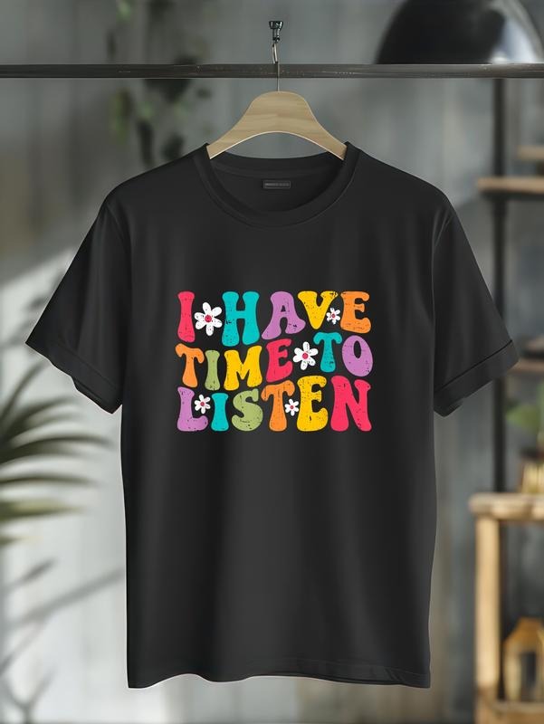 cotton I Have Time To Listen Mental Health Month Suicide Prevention T-Shirt casual Fashion graphic tees women Hoodie,...