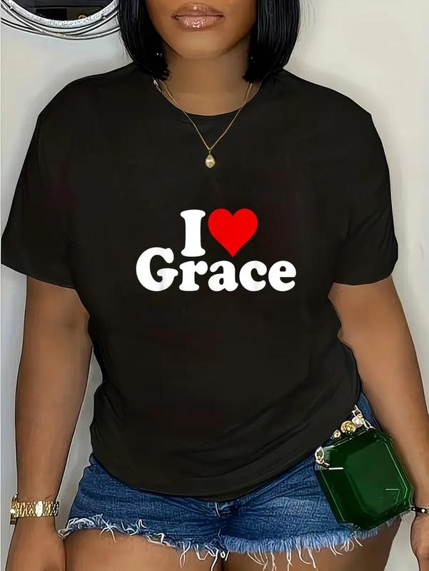 cotton I LOVE HEART GRACE T-Shirt casual Fashion graphic tees for women Hoodie, Sweatshirt | HypeCrazeTee.com