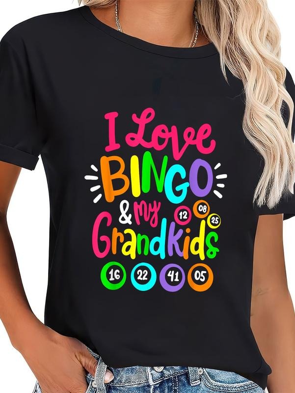 cotton I Love Bingo And My Grandkids Funny Bingo Player Women Men T-Shirt casual Fashion graphic tees women Hoodie,...