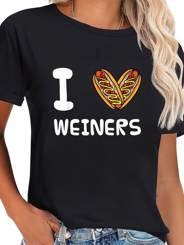 cotton I Love Weiners Hotdogs Frankfurter Wiener Frank Sausage Bun T-Shirt casual Fashion graphic tees women Hoodie,...