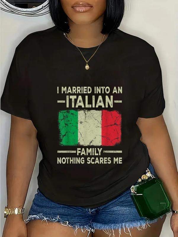 cotton I Married Into an Italian Family Funny In Law Wedding Photo T-Shirt casual Fashion graphic tees for women Hoodie,...