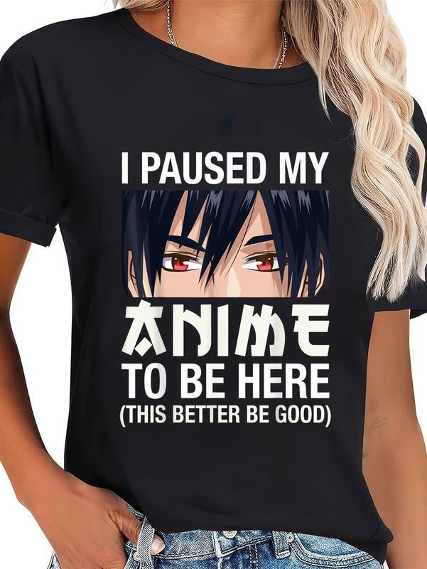 cotton I Paused My Anime To Be Here Japan Kawaii Manga Anime Gifts T-Shirt casual Fashion graphic tees for women Hoodie,...