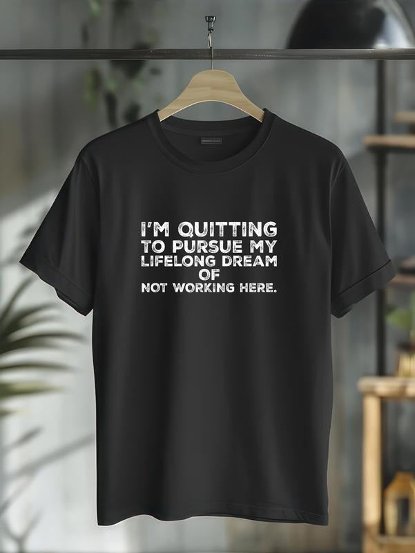 cotton I'm Quitting T Shirt Funny Pursue Dream, Quit Job, Get Fired T-Shirt casual Fashion graphic tees women Hoodie,...