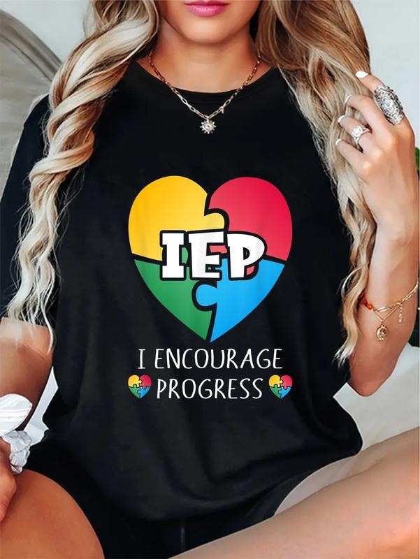 cotton IEP I Encourage Progress Special Education School Teacher T-Shirt casual Fashion graphic tees for women Hoodie,...