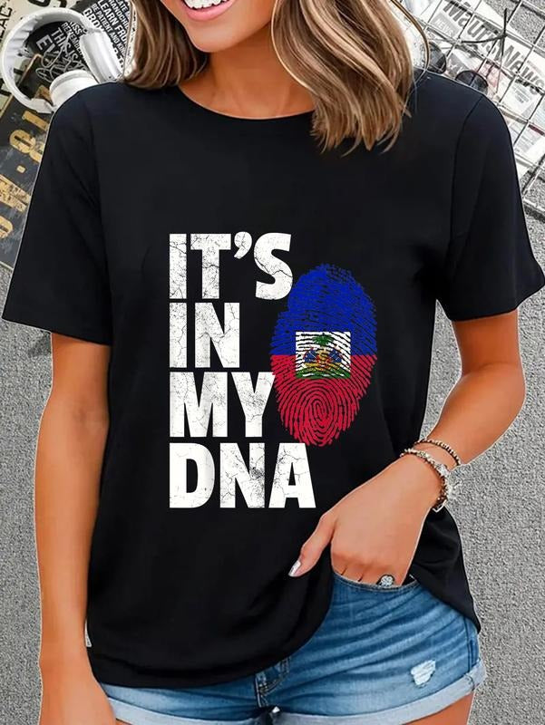 cotton IT'S IN MY DNA Haiti Haitian Flag T Shirt Pride Country Gift T-Shirt casual Fashion graphic tees women Hoodie,...
