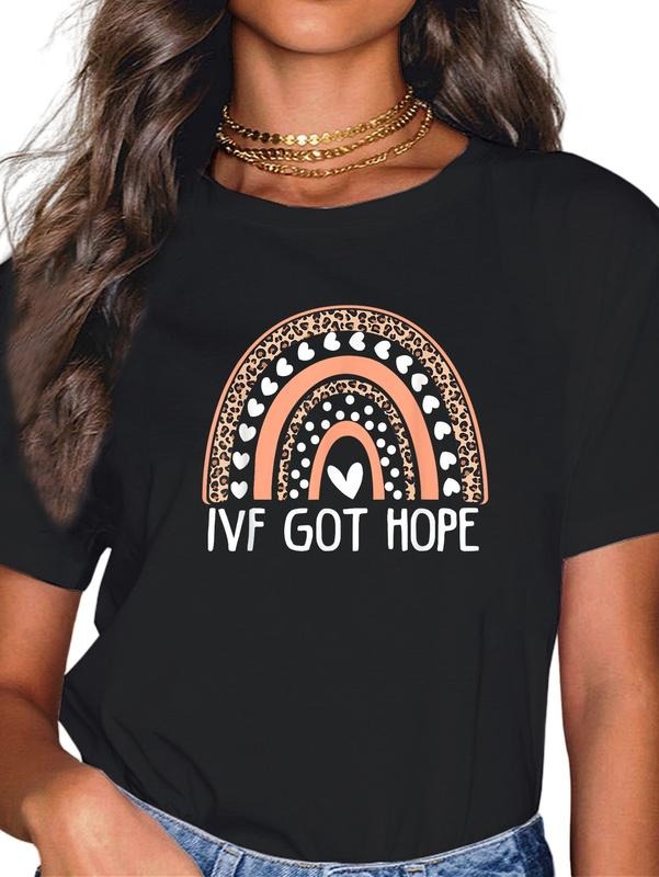 cotton IVF Got Hope Inspiration Rainbow IVF Mom Fertility Surrogate T-Shirt casual Fashion graphic tees women Hoodie,...