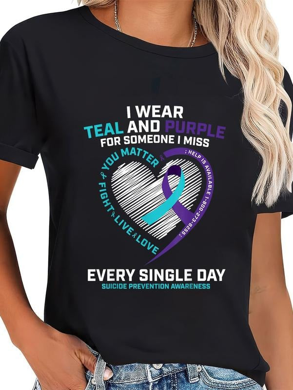 cotton In Loving Memory Shirts Tshirt Suicide Prevention Awareness T-Shirt casual Fashion graphic tees women Hoodie,...