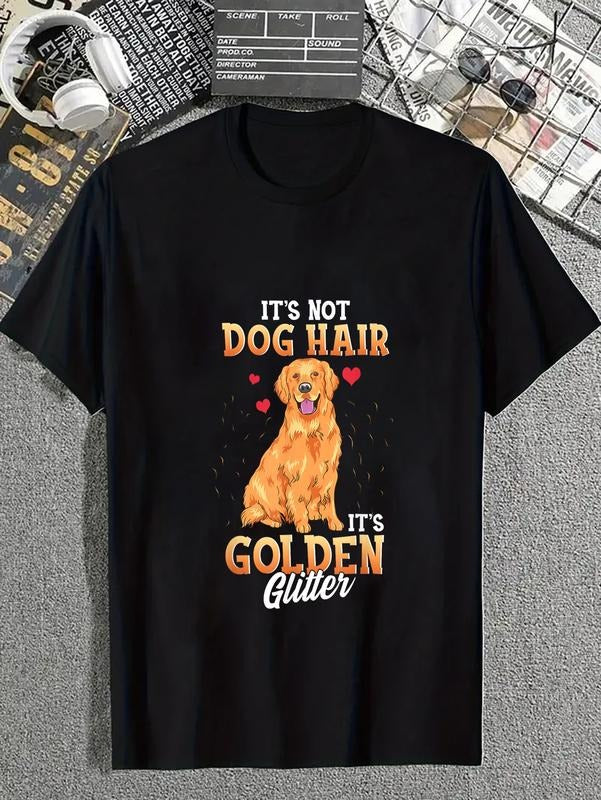 cotton It's Not Dog Hair It's Golden Retriever Glitter Funny Dog T-Shirt casual Fashion graphic tees for women Hoodie,...