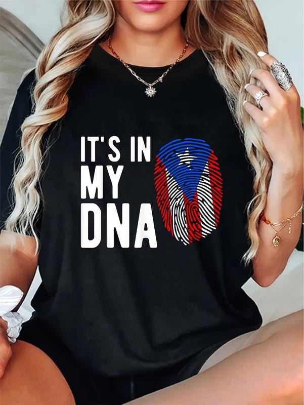 cotton It's in my DNA Puerto Rico Flag Puerto Rican Gift T-Shirt Fashion printing Tshirt for women Hoodie, Sweatshirt