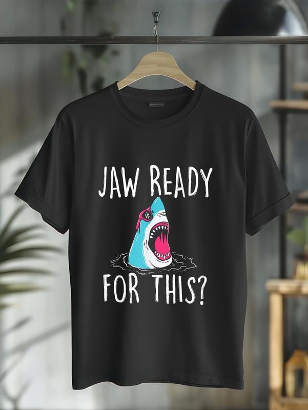 cotton Jaw Ready For This - Funny Shark Lover Ocean Wildlife T-Shirt casual Fashion graphic tees for women Hoodie, Sweatshirt