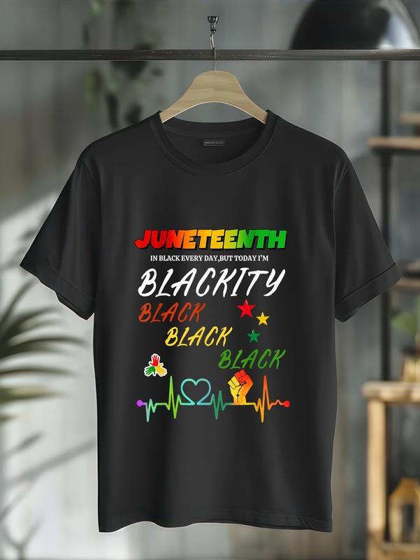cotton Juneteenth Blackity Heartbeat Black History African America T-Shirt casual Fashion graphic tees for women Hoodie,...