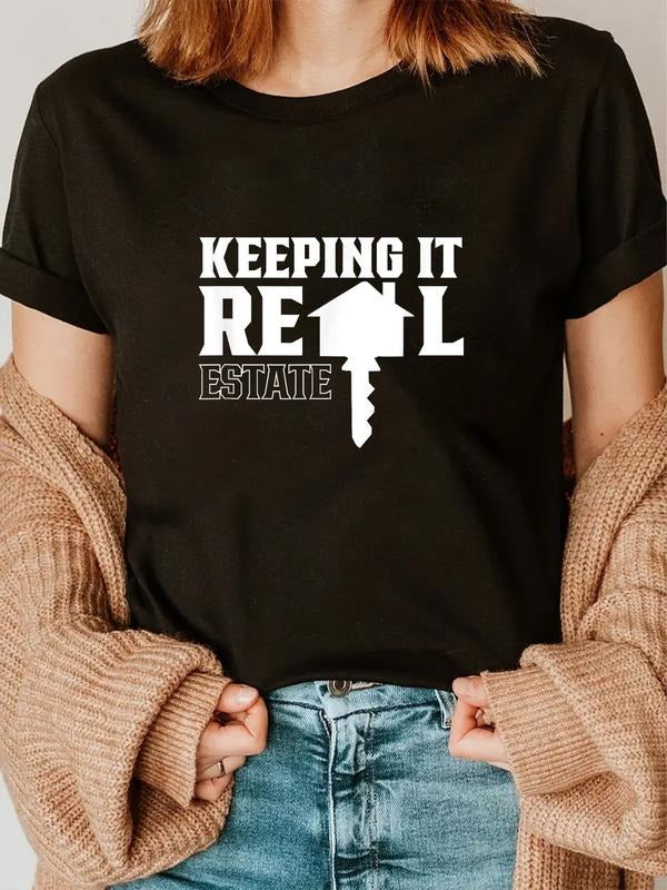 cotton Keeping It Real Estate Broker Agent Seller Realtor T-Shirt casual Fashion graphic tees women Hoodie, Sweatshirt
