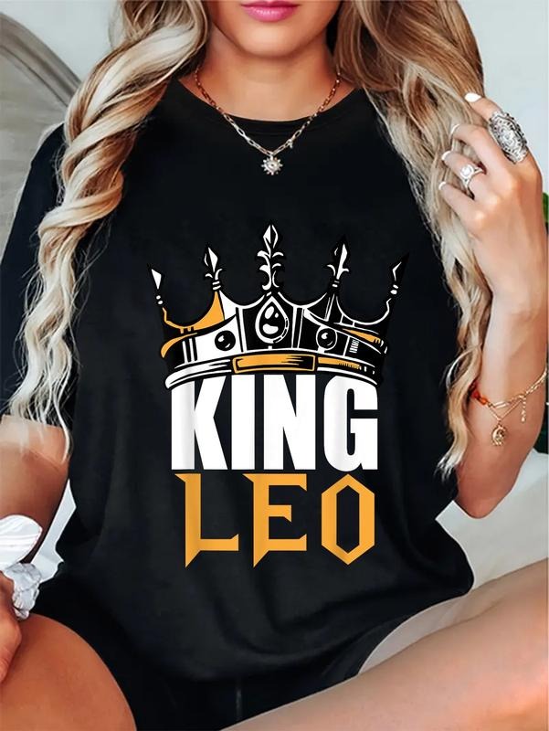 cotton Leo Birthday Gifts - King Leo Zodiac T-Shirt T-Shirt Fashion printing Tshirt for women Hoodie, Sweatshirt