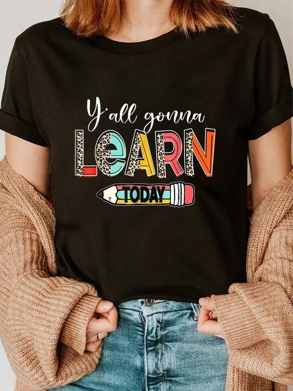 cotton Leopard Y'all Gonna Learn Today Teacher Back To School T-Shirt casual Fashion graphic tees women Hoodie, Sweatshirt