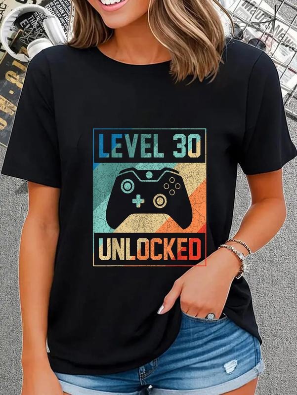 cotton Level 30 Unlocked Video Gamer 30th Birthday Gifts T-Shirt casual Fashion graphic tees Hoodie, Sweatshirt