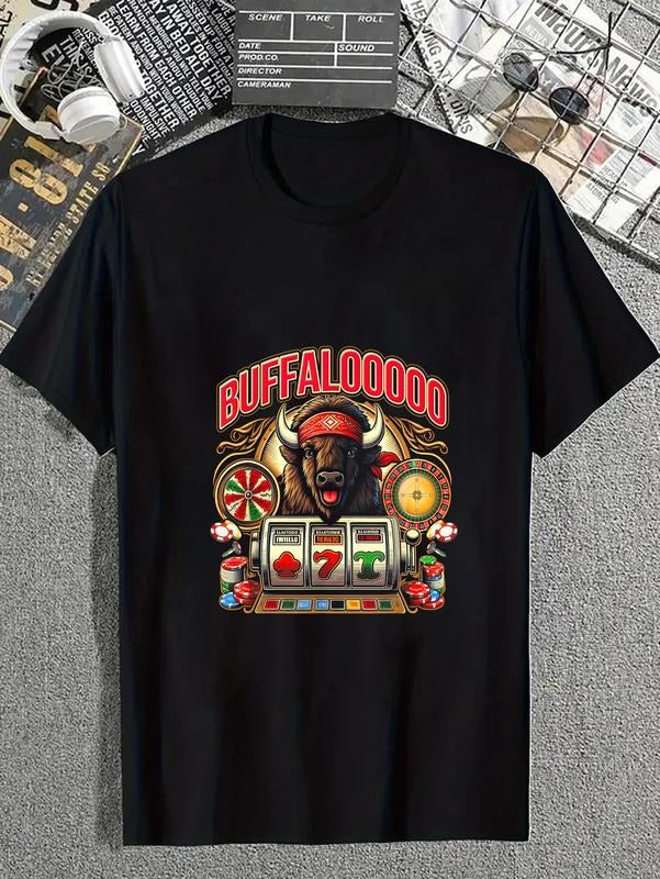 cotton Lucky Buffalo Casino Buffalooooo Slot Machine Gambling Game T-Shirt casual Fashion graphic tees for women Hoodie,...