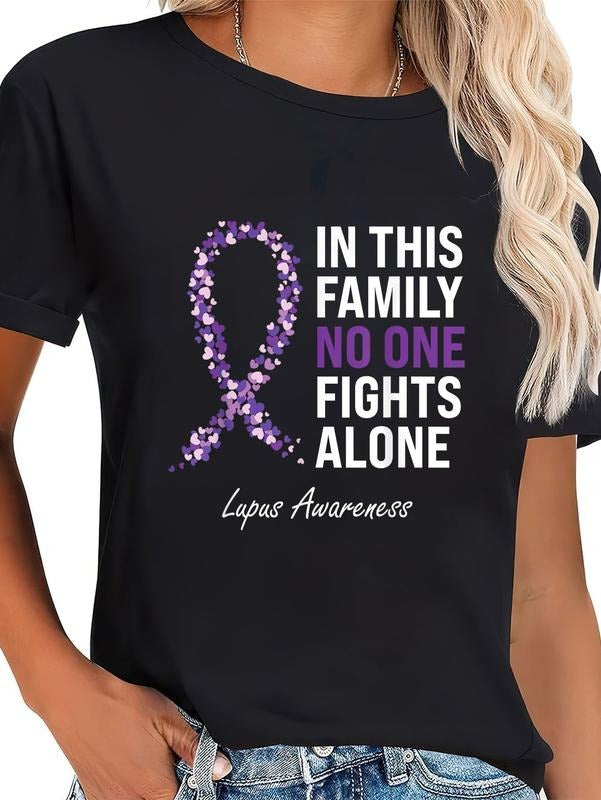 cotton Lupus Awareness Purple Ribbon T-Shirt casual Fashion graphic tees women Hoodie, Sweatshirt | HypeCrazeTee.com