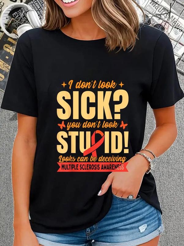 cotton MS Multiple Sclerosis Awareness T-Shirt casual Fashion graphic tees women Hoodie, Sweatshirt | HypeCrazeTee.com