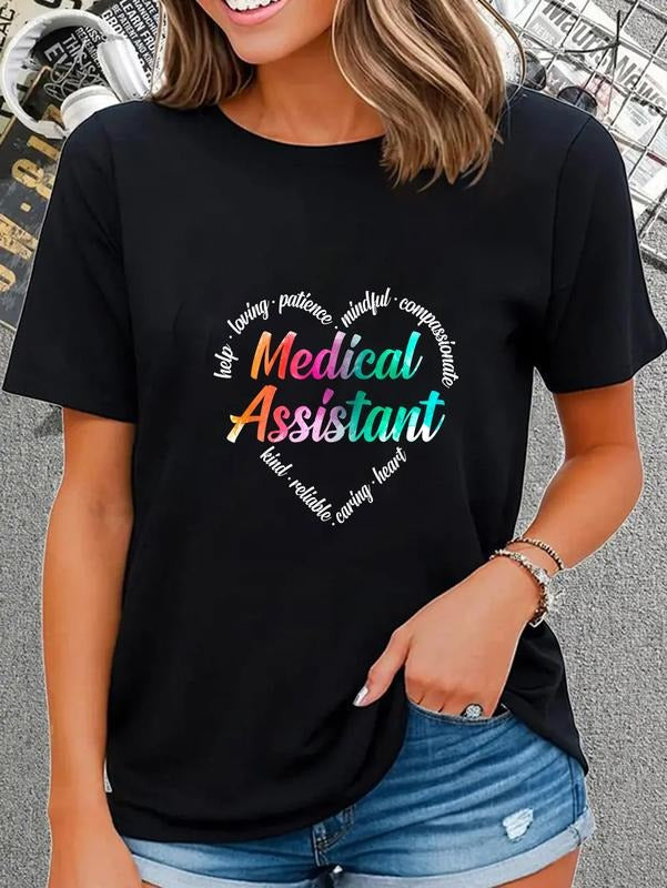 cotton Medical Assistant Heart Word Cloud Watercolor Rainbow T-Shirt casual Fashion graphic tees Hoodie, Sweatshirt