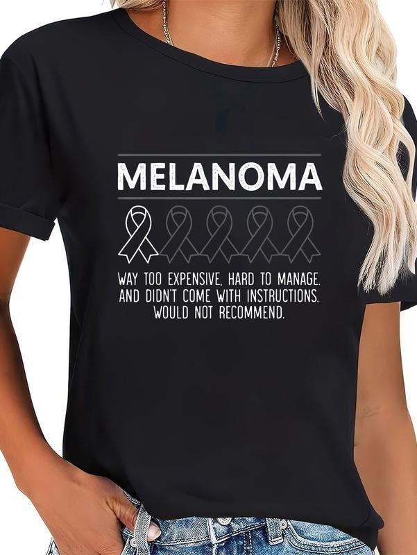 cotton Melanoma Warrior Skin Cancer Melanoma Awareness T-Shirt casual Fashion graphic tees women Hoodie, Sweatshirt