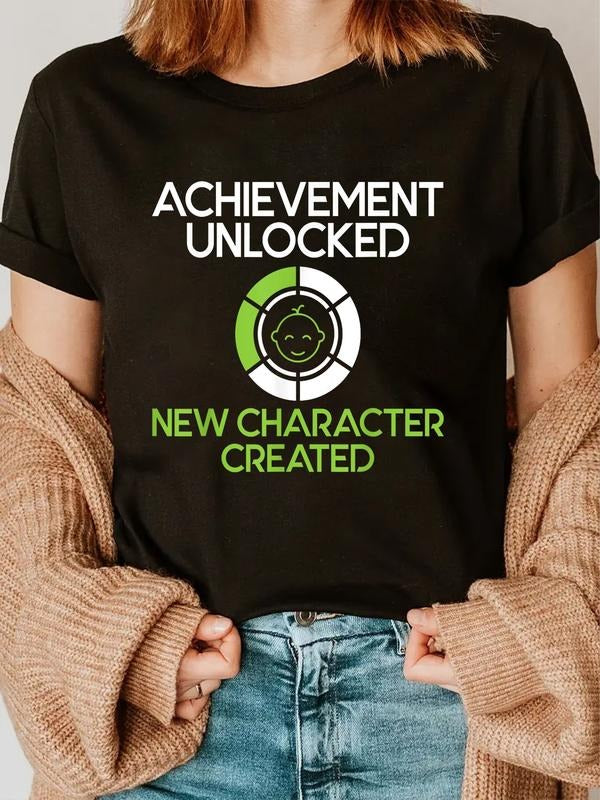 cotton Mens Character Created New Dad Pregnancy Announcement Gamer T-Shirt casual Fashion graphic tees women Hoodie,...