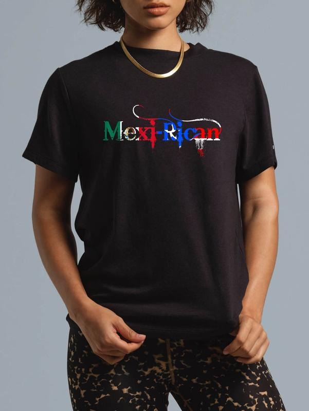 cotton Mexi-Rican: Mexico Puerto Rico Flag Mexican Illustrated T-Shirt casual Fashion graphic tees women Hoodie, Sweatshirt
