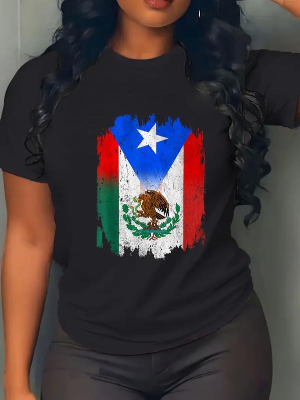 cotton Mexican Mexican Flag Puerto Rico Flag Boricua T-Shirt casual Fashion graphic tees for women Hoodie, Sweatshirt