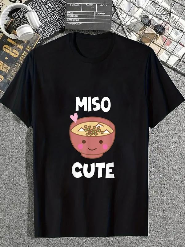 cotton Miso Cute - Sushi, Kawaii , Miso Soup Funny Japanese Anime T-Shirt casual Fashion graphic tees for women Hoodie,...