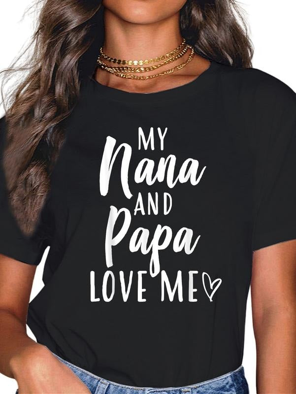 cotton My Nana and Papa Love Me T Shirt Gift for Grandkids T-Shirt casual Fashion graphic tees women Hoodie, Sweatshirt